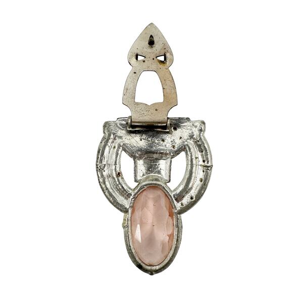 vintage WMCA pink & clear rhinestones Dress scarf Clip sparkle jewelry - Picture 6 of 7